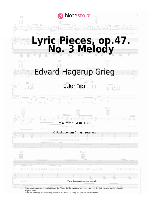 Lyric Pieces, op.47. No. 3 Melody - Edvard Hagerup Grieg Tabs - Guitar.Tabs