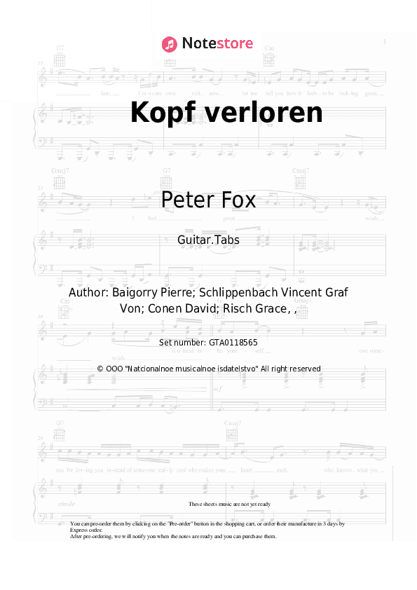 Kopf verloren - Peter Fox Tabs - Guitar.Tabs