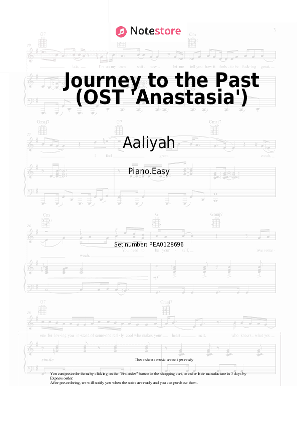 Journey to the Past (OST 'Anastasia') - Aaliyah Piano Sheet Music Easy - Piano.Easy