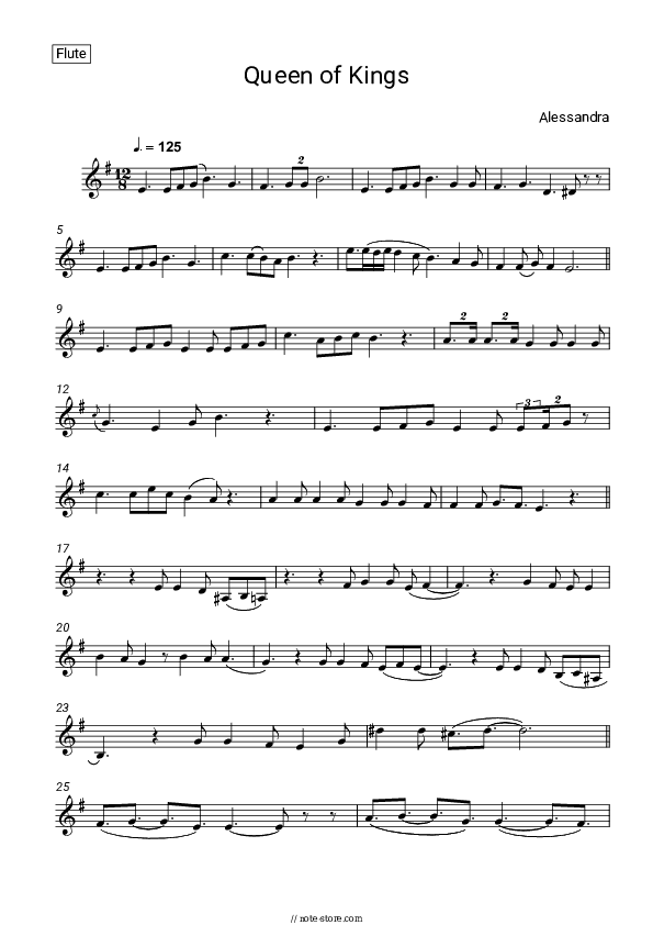 Queen of Kings - Alessandra Flute Sheet Music - Flute