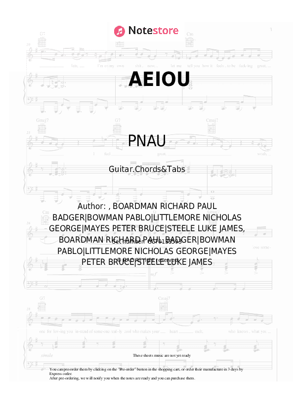 AEIOU - PNAU, Empire of the Sun Chords and Tabs - Guitar.Chords&Tabs