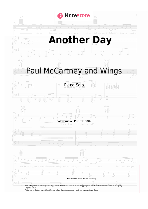 Another Day - Paul McCartney and Wings, Paul McCartney, Linda McCartney Piano Sheet Music - Piano.Solo