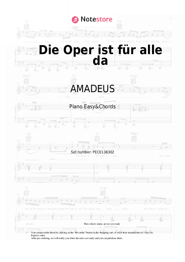Die Oper ist für alle da - AMADEUS Sheet Music Easy and Chords - Piano.Easy&Chords