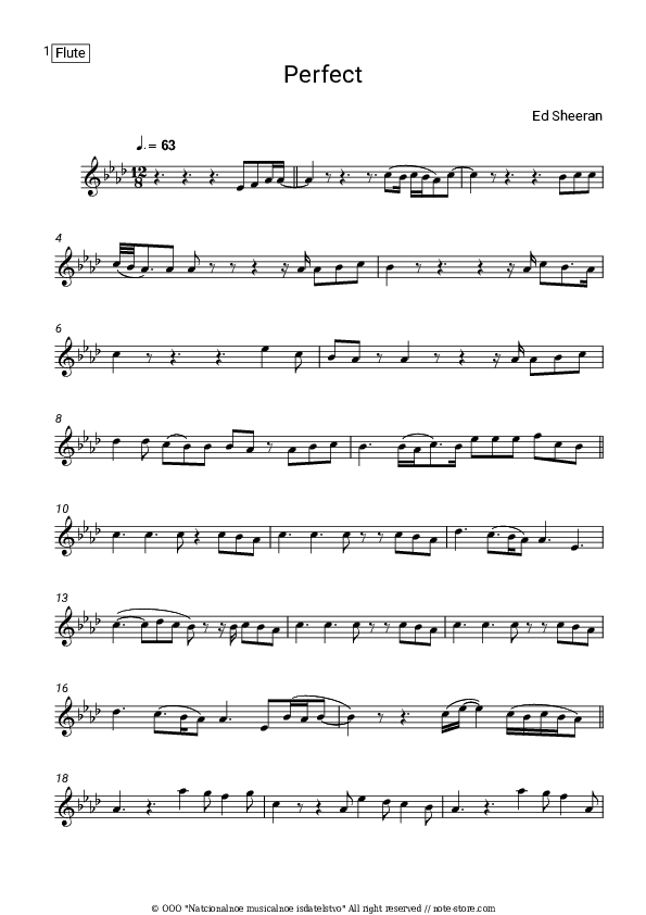 Perfect - Ed Sheeran Flute Sheet Music - Flute