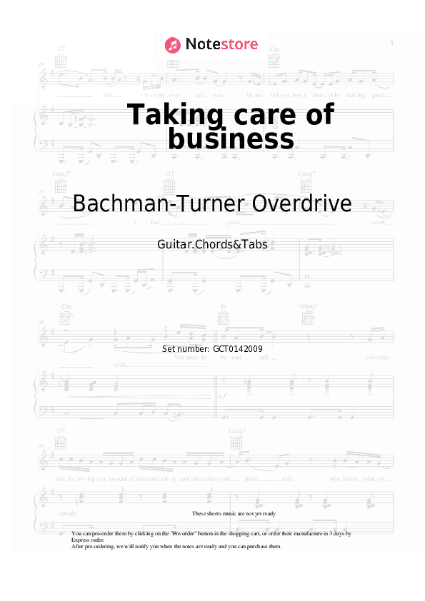 Taking care of business - Bachman-Turner Overdrive Chords and Tabs - Guitar.Chords&Tabs