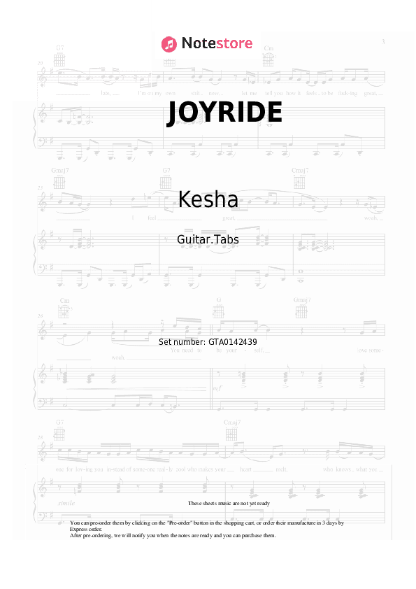 JOYRIDE - Kesha Tabs - Guitar.Tabs