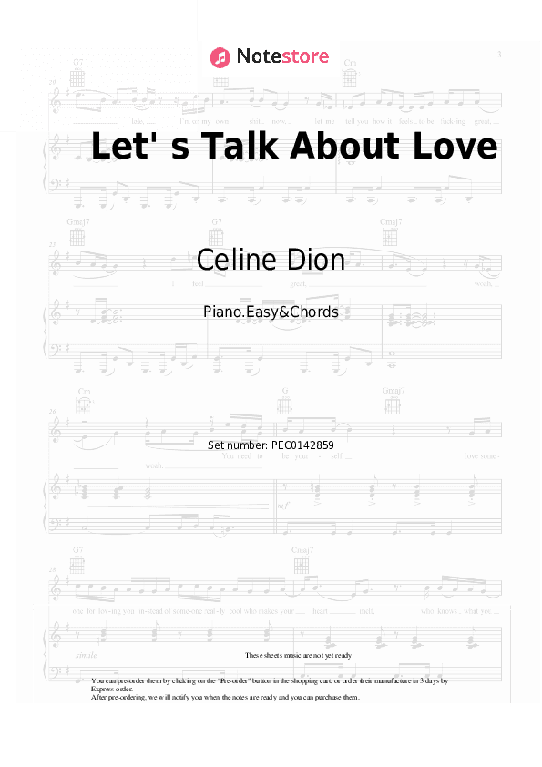Let' s Talk About Love - Celine Dion Sheet Music Easy and Chords - Piano.Easy&Chords