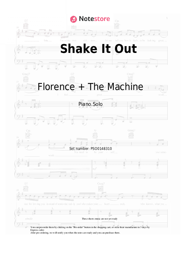 Shake It Out - Florence + The Machine Piano Sheet Music - Piano.Solo