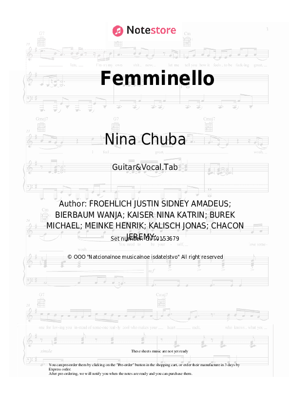 Femminello - Nina Chuba Chords and Voice - Guitar&Vocal.Tab