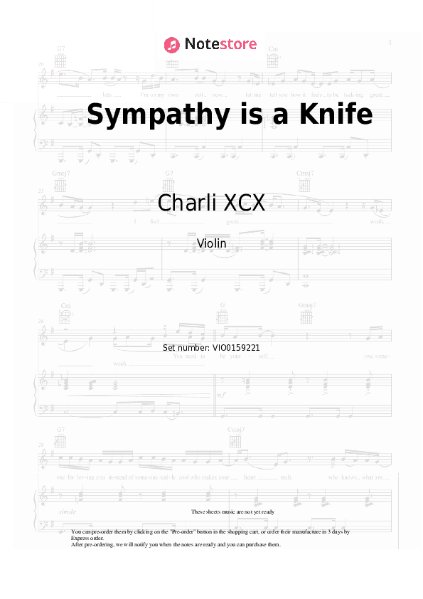 Sympathy is a Knife (Remix) - Charli XCX, Ariana Grande Violin Sheet Music - Violin