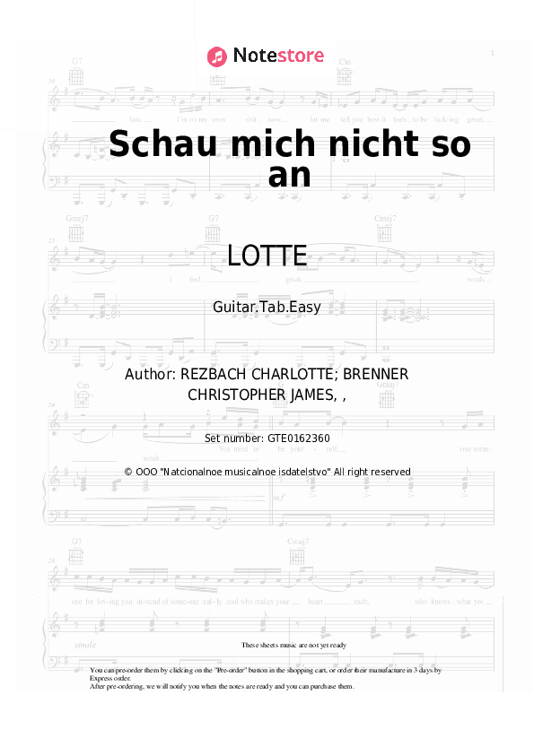 Schau mich nicht so an - LOTTE Tabs Easy - Guitar.Tab.Easy