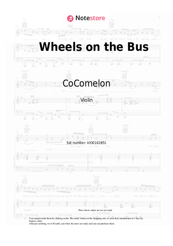 Wheels on the Bus - CoComelon Violin Sheet Music - Violin