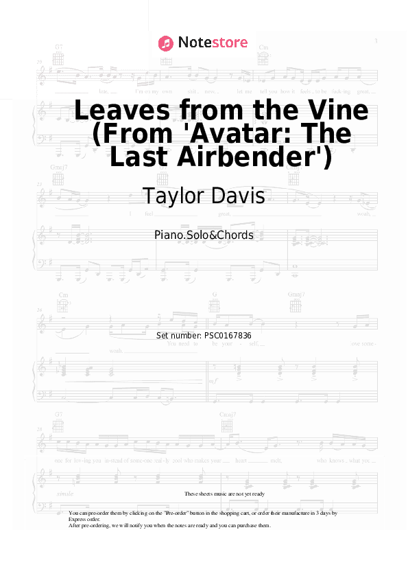 Leaves from the Vine (From 'Avatar: The Last Airbender') - Taylor Davis Piano Sheet Music and Chords - Piano.Solo&Chords