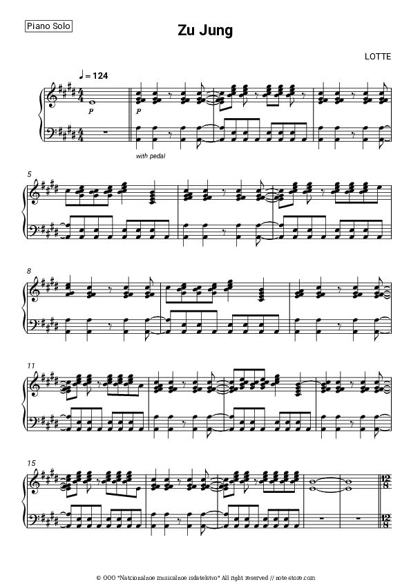 Zu Jung - LOTTE Piano Sheet Music - Piano.Solo