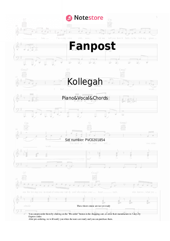 Fanpost - Kollegah Piano Sheet Music with the Vocal and Chords - Piano&Vocal&Chords