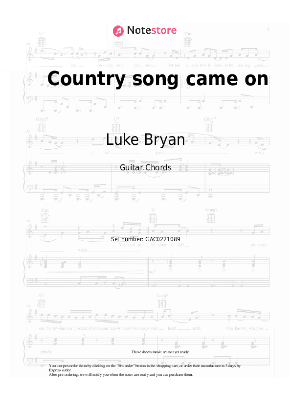 Country song came on - Luke Bryan Chords - Guitar.Chords