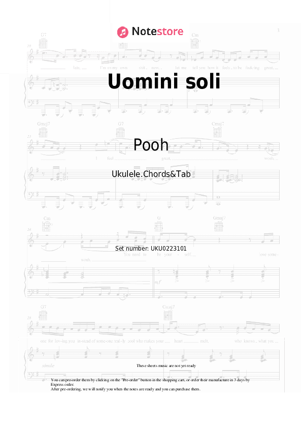 Uomini soli - Pooh Ukulele Sheet Music - Ukulele.Chords&Tab