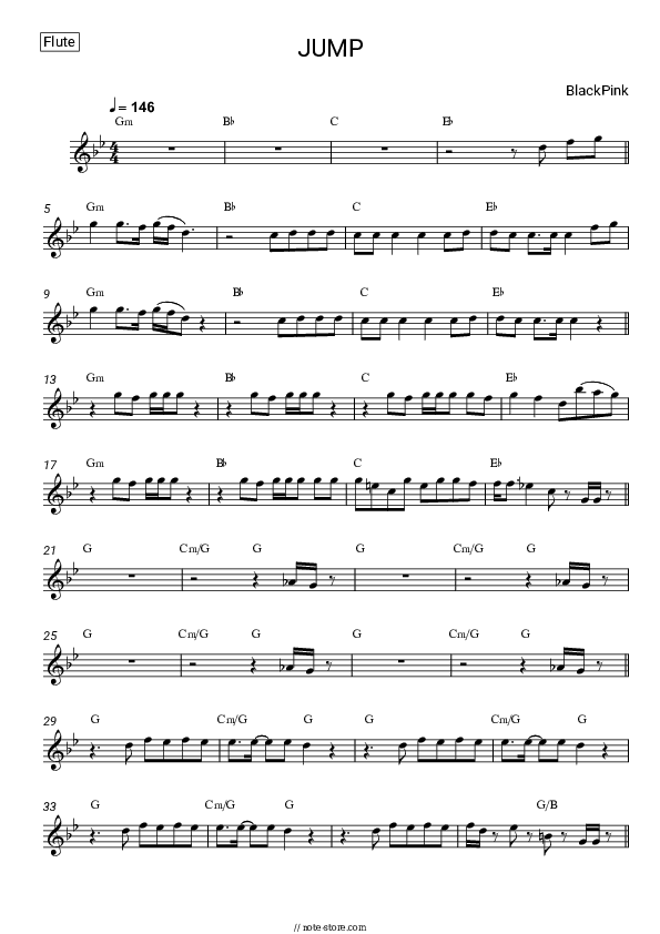 JUMP - BlackPink Flute Sheet Music - Flute