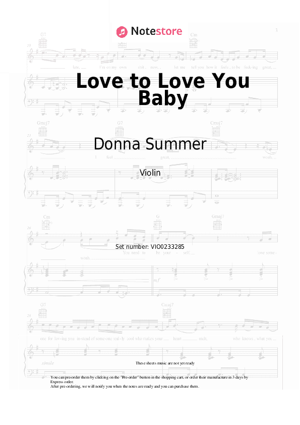Love to Love You Baby - Donna Summer Violin Sheet Music - Violin