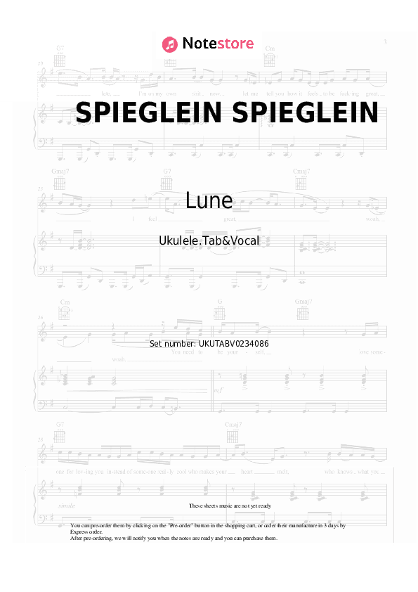 SPIEGLEIN SPIEGLEIN - Lune, Milano Sheet Music - Ukulele.Tab&Vocal