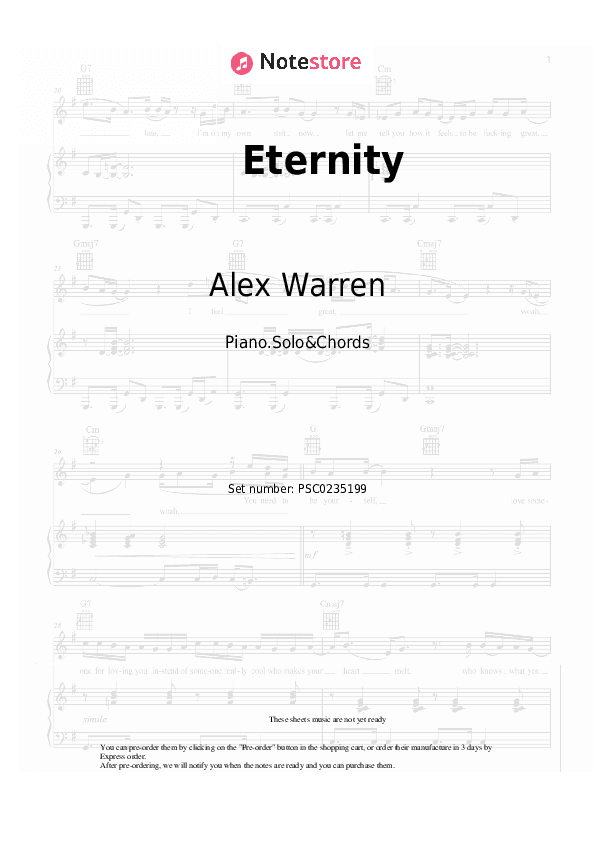 Eternity - Alex Warren Piano Sheet Music and Chords - Piano.Solo&Chords