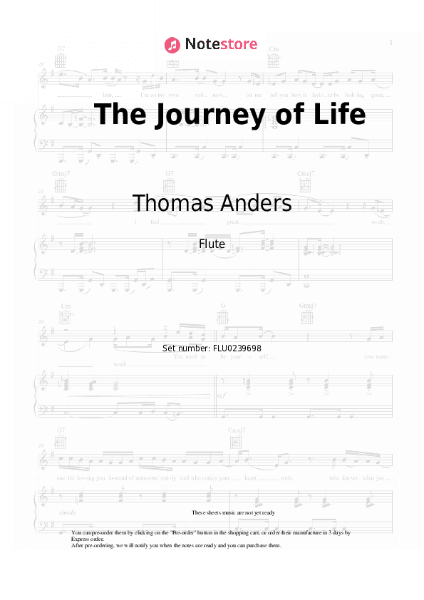The Journey of Life - Thomas Anders Flute Sheet Music - Flute