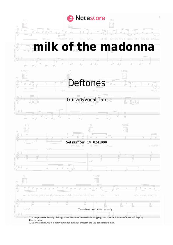 milk of the madonna - Deftones Chords and Voice - Guitar&Vocal.Tab