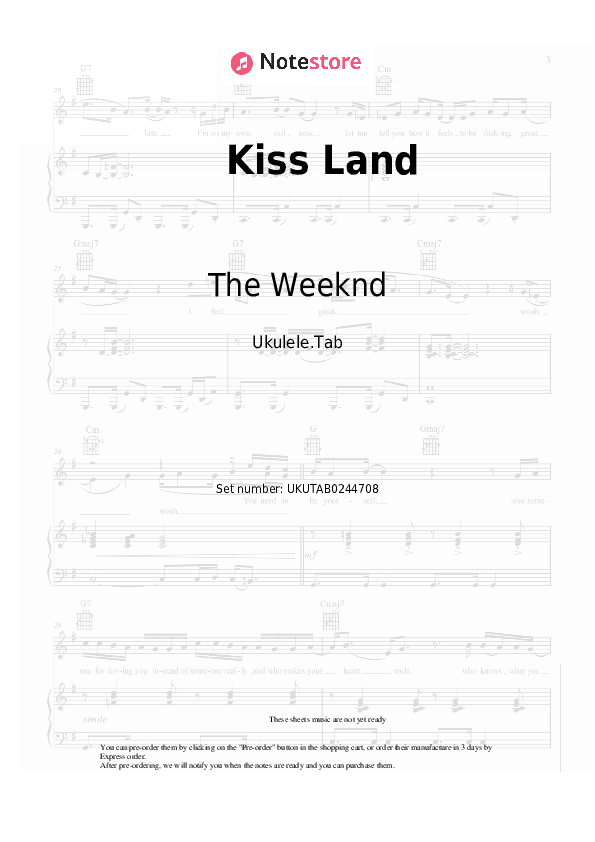 Kiss Land - The Weeknd Sheet Music - Ukulele.Tab