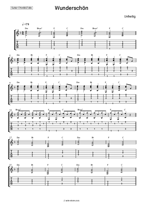 Wunderschön - Unheilig Chords and Tabs - Guitar.Chords&Tabs