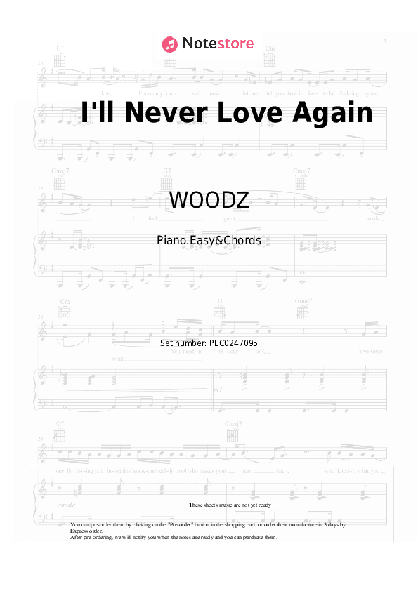I'll Never Love Again - WOODZ Sheet Music Easy and Chords - Piano.Easy&Chords
