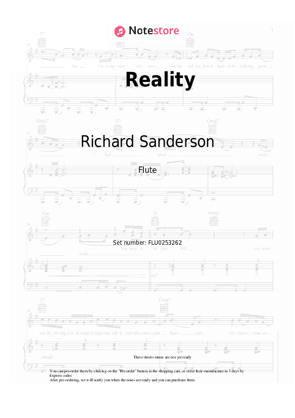 Reality - Richard Sanderson Flute Sheet Music - Flute