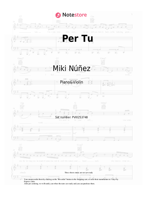 Per Tu - Miki Núñez Piano Sheet Music and Violin - Piano&Violin