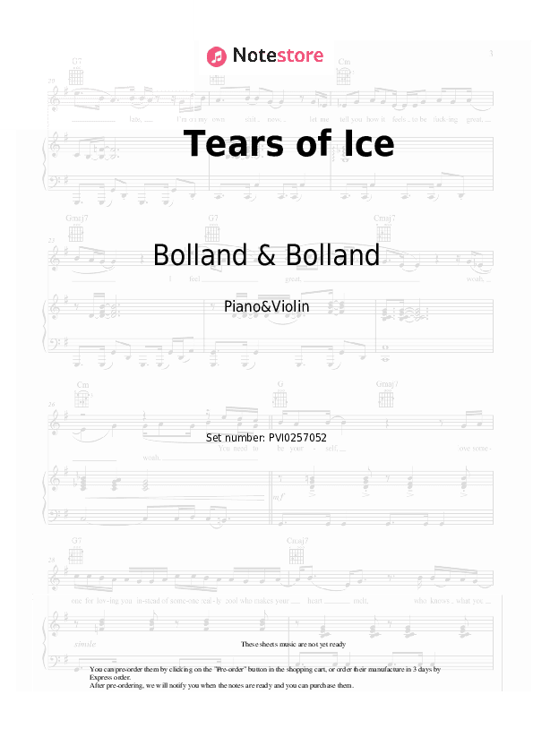 Tears of Ice - Bolland & Bolland Piano Sheet Music and Violin - Piano&Violin
