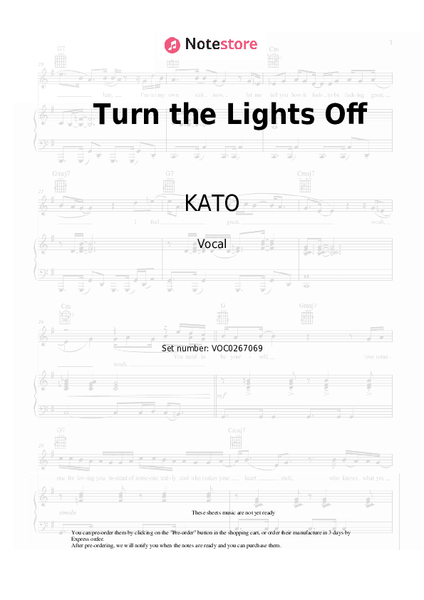 Turn the Lights Off - KATO, Jon Nørgaard Vocal Sheet Music - Vocal
