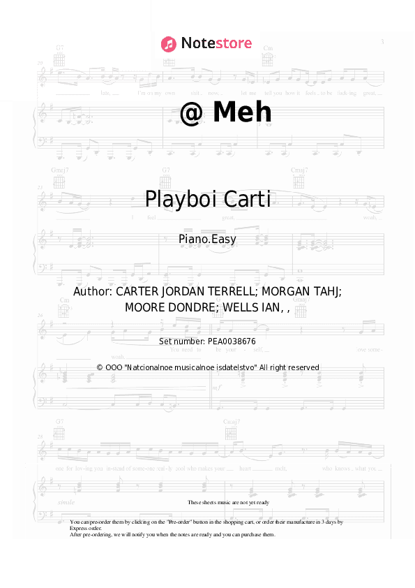 @ Meh - Playboi Carti Piano Sheet Music Easy - Piano.Easy