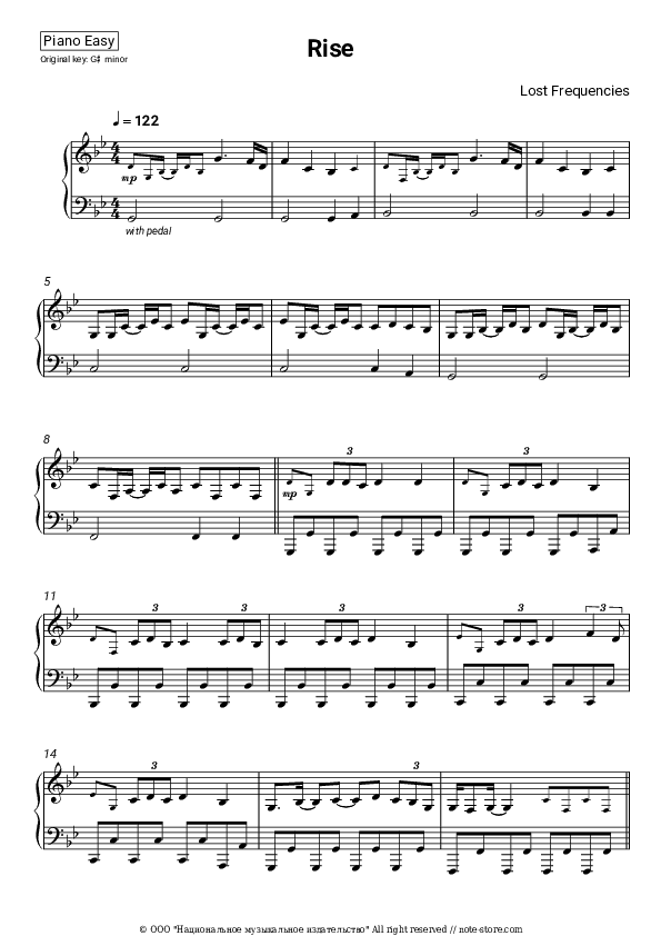 Rise - Lost Frequencies Piano Sheet Music Easy - Piano.Easy