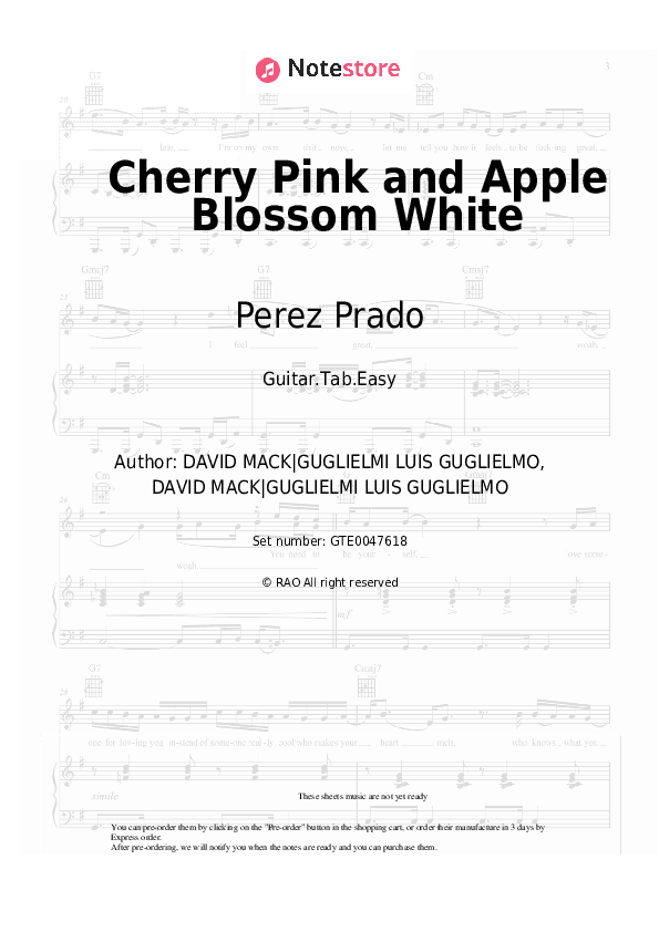 Cherry Pink and Apple Blossom White - Perez Prado Tabs Easy - Guitar.Tab.Easy