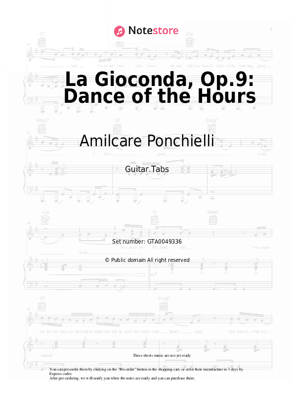 La Gioconda, Op.9, Act 3: Dance of the Hours - Amilcare Ponchielli Tabs - Guitar.Tabs