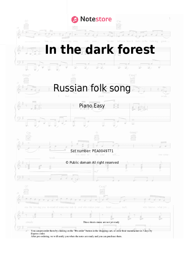 In the dark forest - Russian folk song Piano Sheet Music Easy - Piano.Easy
