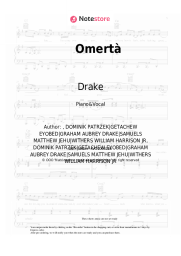 Sheet music, chords Drake - Omertà