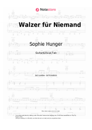 Sheet music, chords Sophie Hunger - Walzer für Niemand