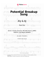 Sheet music, chords Aly & AJ - Potential Breakup Song